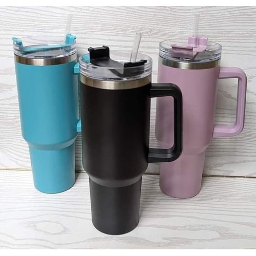 🌿A🌿LL DAY INSULATION 🌿1.2 litres Stanley Stainless Steel Tumbler with Handle & Straw Lid, Insulated Reusable Stainless Steel Travel Mug.⚕️100% Leakproof Bottle for Water, Iced Tea or Coffee, Smooth