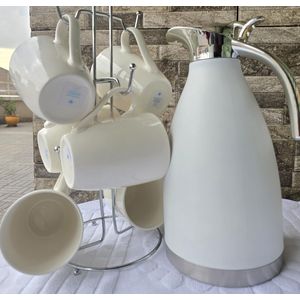 🌽ENJOY EFFICIENT DINNING 🌽🌱🥰SHOP NOW🪻7Pcs Quality Tea/Coffee Set 6 Mugs With 1 Thermo Flask.Unbreakable 2l Thermos
6pcs Plain black Tea/Coffee Mugs 
For coffee or tea
Idea for commercial use
Uniq