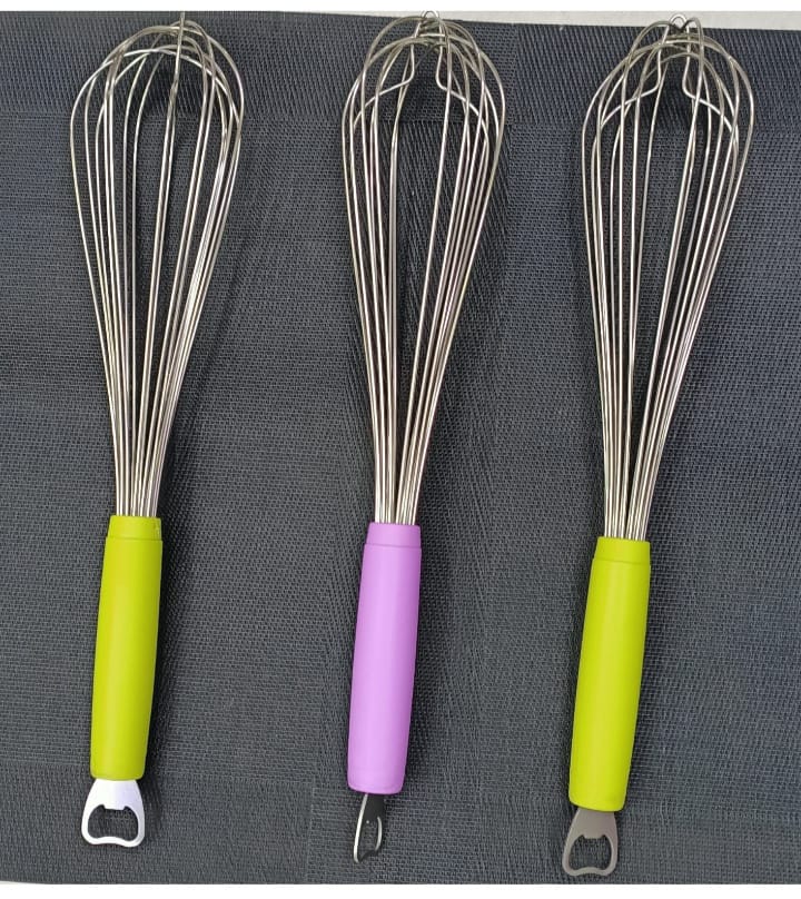 Very Sturdy Kitchen Whisk stainless steel Balloon Wire Whisk Set Egg Beater Milk Frother Kitchen Utensils Gadgets for Blending Whisking Beating Stirring Red