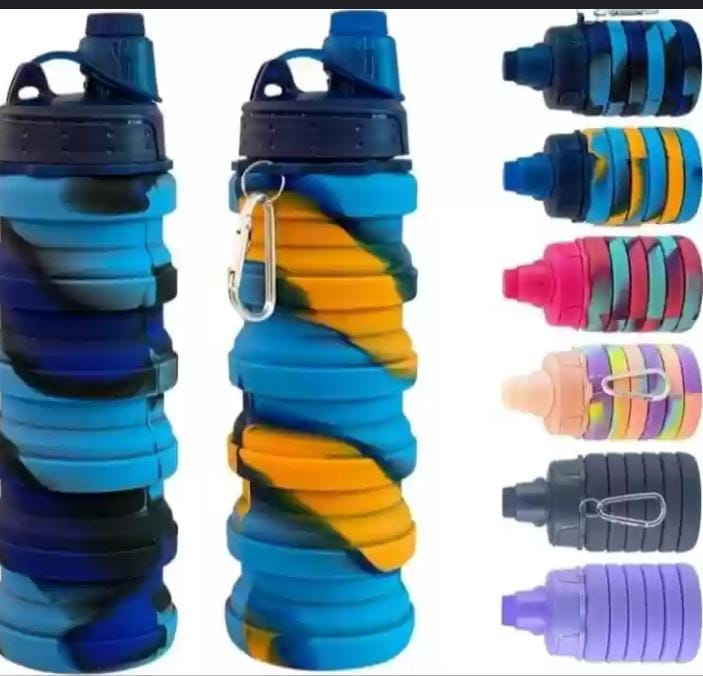 Silicone Sipper Bottle for Kids - Expandable Sipper Water Bottle for Home, Office, Gym, Trekking, Fancy Stylish Water Bottle Girls, Boys – 500 ML