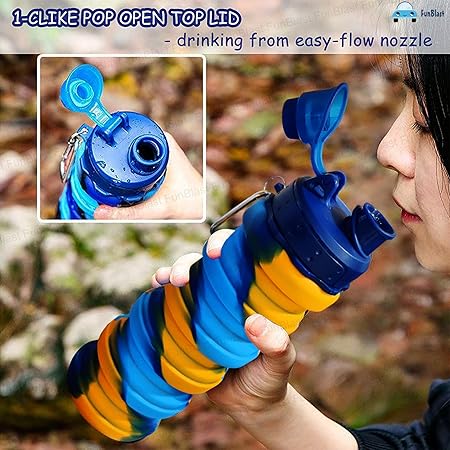 Silicone Sipper Bottle for Kids - Expandable Sipper Water Bottle for Home, Office, Gym, Trekking, Fancy Stylish Water Bottle Girls, Boys – 500 ML