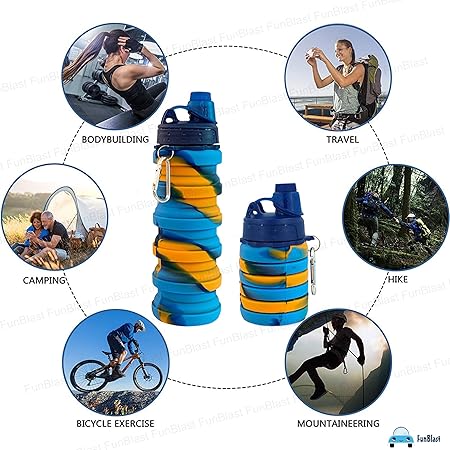 Silicone Sipper Bottle for Kids - Expandable Sipper Water Bottle for Home, Office, Gym, Trekking, Fancy Stylish Water Bottle Girls, Boys – 500 ML