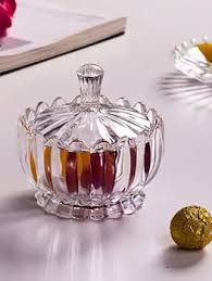 Glass Candy Sugar  Dish with Lid Decorative Crystal Candy Bowl Fruit Bowl Elegant Gold Candy Holder Perfect for Parties Weddings and Gifts Ideal for Nuts Chocolates Snacks and Home Decor