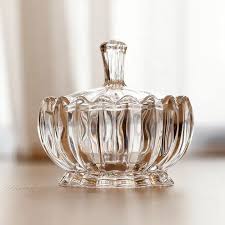 Glass Candy Sugar  Dish with Lid Decorative Crystal Candy Bowl Fruit Bowl Elegant Gold Candy Holder Perfect for Parties Weddings and Gifts Ideal for Nuts Chocolates Snacks and Home Decor