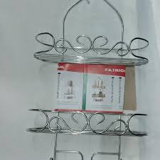 3 LAYER SILVER SHOWER CADDY Rustproof & Fast Draining  Fits Most Shower Heads