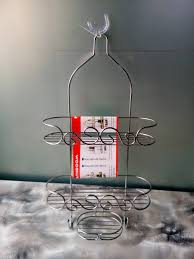 3 LAYER SILVER SHOWER CADDY Rustproof & Fast Draining  Fits Most Shower Heads