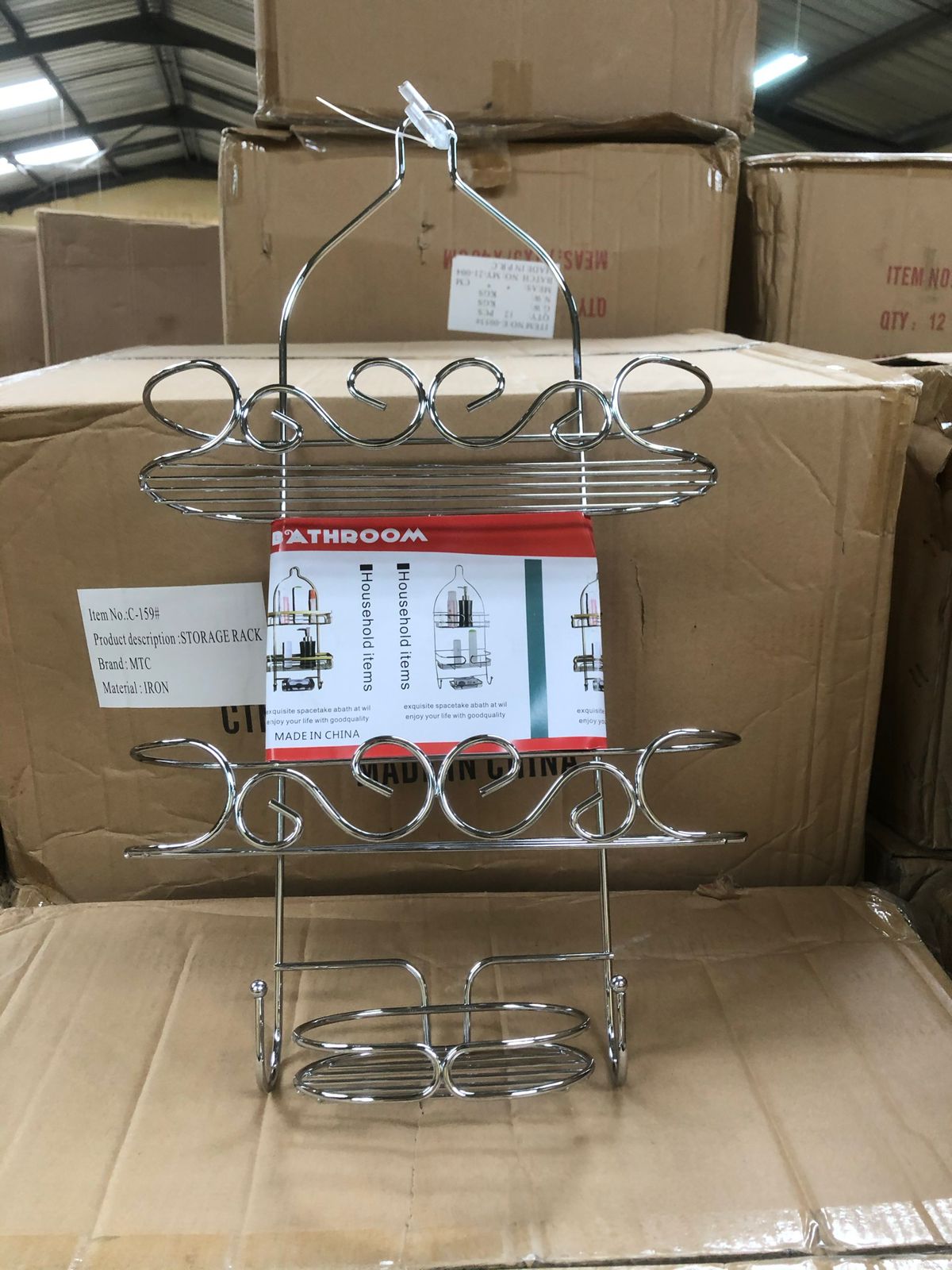 3 LAYER SILVER SHOWER CADDY Rustproof & Fast Draining  Fits Most Shower Heads