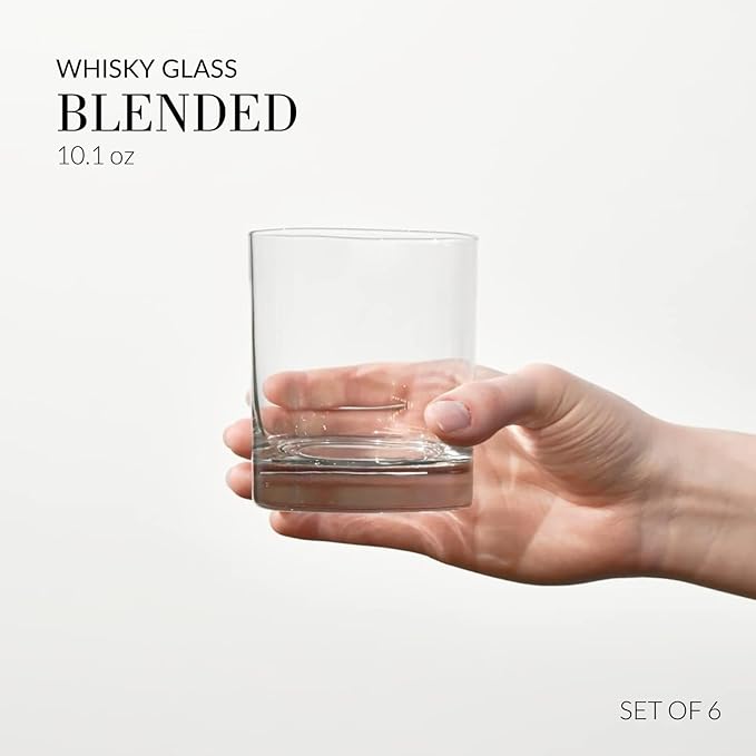 Whisky Sour Tumbler Glasses Old Fashioned Bourbon Cognac Brandy Set of 6 Blended Collection Perfect for cocktails, drinks, water, juice, scotch, irish liquor, whisky
