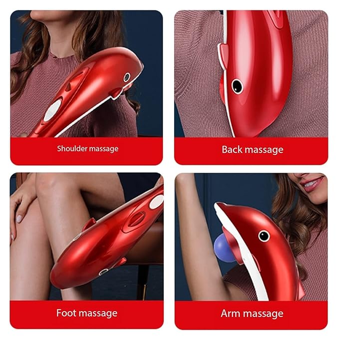 Dolphin Handheld Massager Electric Massage Machine With Bump Head & Five Finger Head For Shoulder, Back, Foot, Arm Full Body Massage
