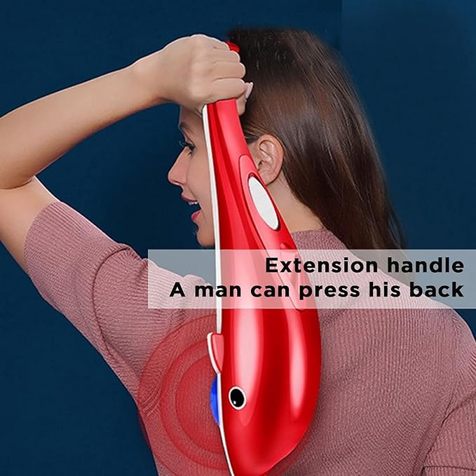Dolphin Handheld Massager Electric Massage Machine With Bump Head & Five Finger Head For Shoulder, Back, Foot, Arm Full Body Massage