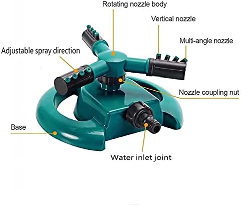 Garden Sprinkler, Automatic Lawn Water Sprinkler 360 Degree 3- Arm Rotating Sprinkler System Durable Lawn Sprinkler, Water Sprinklers for Lawn, Garden, Yard, Flower Grass Plant Park