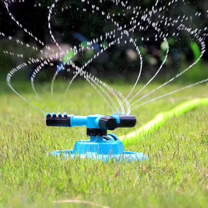 Garden Sprinkler, Automatic Lawn Water Sprinkler 360 Degree 3- Arm Rotating Sprinkler System Durable Lawn Sprinkler, Water Sprinklers for Lawn, Garden, Yard, Flower Grass Plant Park