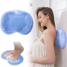 1 Pcs Shower Back & Foot Scrubber,Wall Mounted Back Scrubber Silicone Bath Massage Cushion Brush with Suction Cups,Bathroom Wash Foot Mat Exfoliating Dead Skin Foot Brush