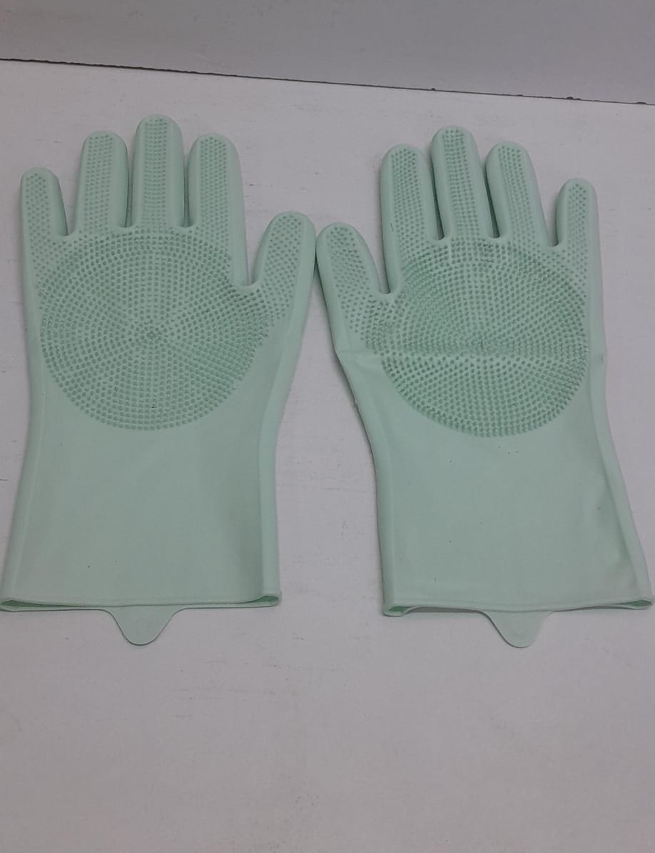 Silicone Rubber Dish Washing Magic Gloves Kitchen Pet Bath Cleaning Scrubbers