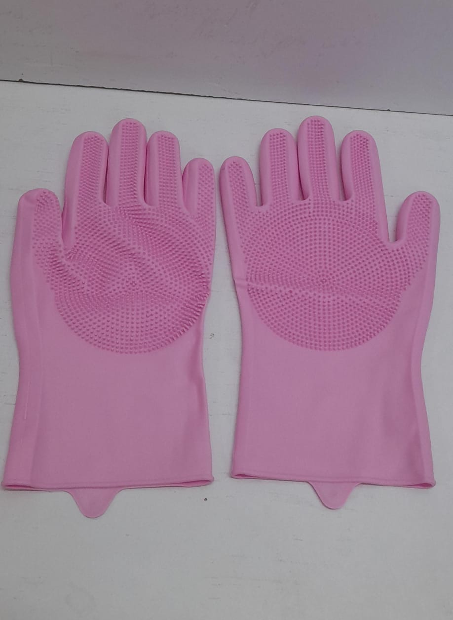 Silicone Rubber Dish Washing Magic Gloves Kitchen Pet Bath Cleaning Scrubbers