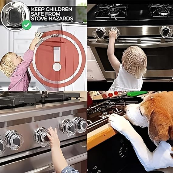 4pcs Gas Stove Switch Protective Cover - Clear Minimalist Kitchen Gas Knob Cover for Safety & Cleanliness