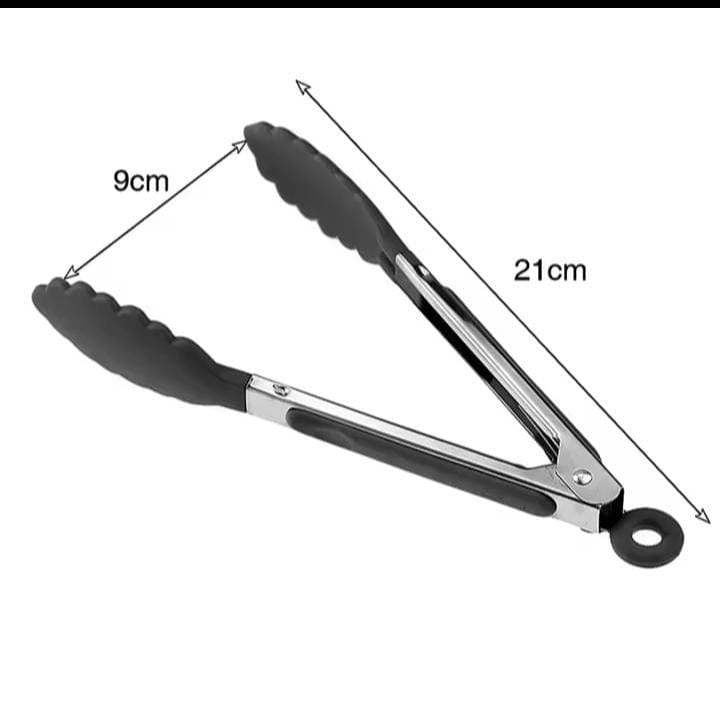 Cooking Tongs 1pc Grilling Tong Stainless Steel Silicone Cooking Grilling Barbecue Non-Stick Salad Cake Serving Clip