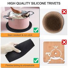 2pcs Heat Resistant Silicone Mat Drink Cup Coasters Non-slip Pot Holder Table Placemat Kitchen Accessories