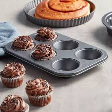 6 Hole Muffin Tray, 18 Muffin Pan Bakeware Oven Tray, Non-Stick Cupcake Tin Baking Mould for Yorkshire Pudding Pies, Cupcakes, Muffin Brownies and Mince Pie Baking Tray, Carbon Steel
