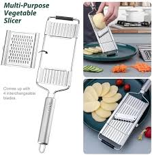 4 in 1 Multi-Purpose Vegetable Slicer,Stainless Steel Shredder Cutter Grater Slicer,Manual Food Chopper Vegetable Cutter Kitchen Tools,Portable Vegetable Cutter Slicer Chopper Grater