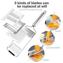 4 in 1 Multi-Purpose Vegetable Slicer,Stainless Steel Shredder Cutter Grater Slicer,Manual Food Chopper Vegetable Cutter Kitchen Tools,Portable Vegetable Cutter Slicer Chopper Grater