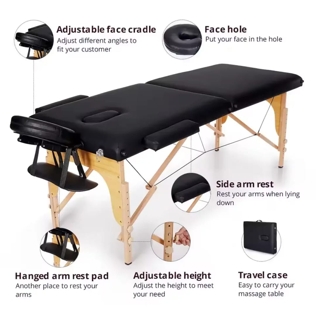 Massage Table 2 Folding Portable Massage Table lash bed Massage wooden Bed, professional 73 Inches Long Lash Bed Spa Bed Tattoo Table wooden with Carrying Case & facial cradle