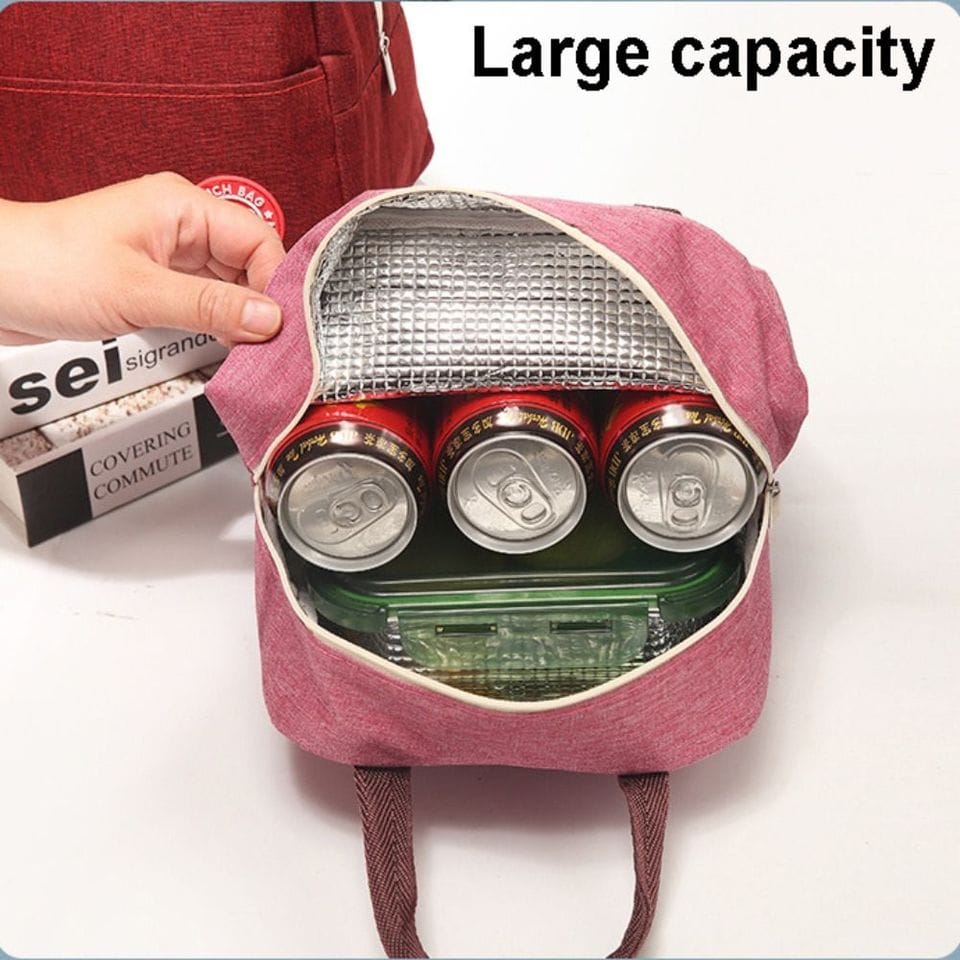 Lunch Bag Reusable Lunch Bag Tote Bag Insulated Lunch Container Cationic Oxford Fabric Aluminum Foil Lining Thicken