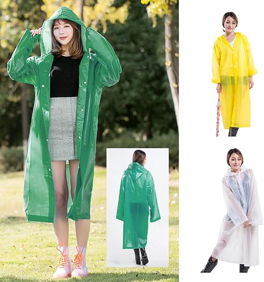 Waterproof EVA Raincoat Reusable Outdoor Camping Travel Hooded Rain Coat Poncho for Men Women