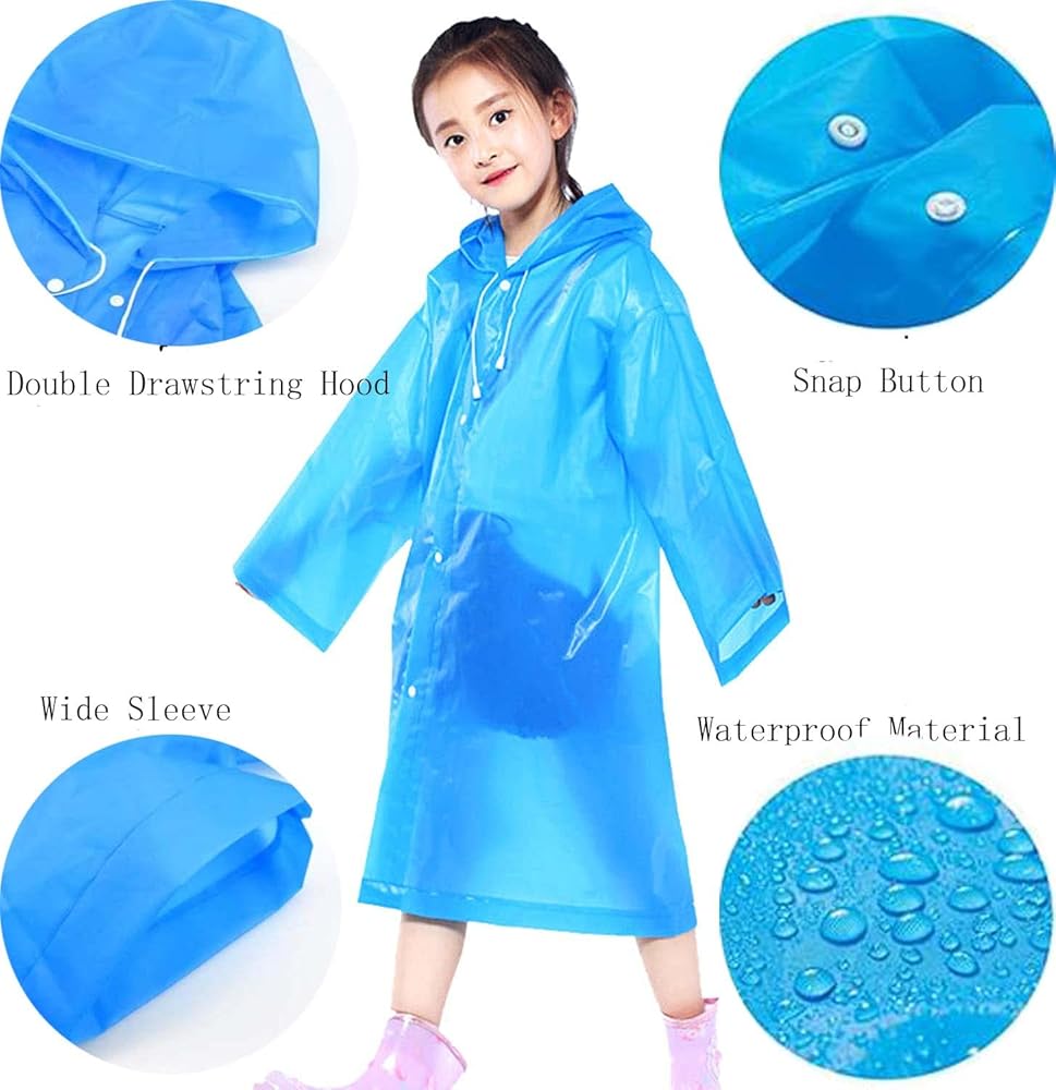 Waterproof EVA Raincoat Reusable Outdoor Camping Travel Hooded Rain Coat Poncho for Men Women