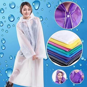 Waterproof EVA Raincoat Reusable Outdoor Camping Travel Hooded Rain Coat Poncho for Men Women
