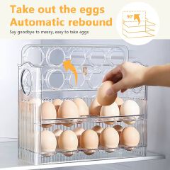 Egg Box Holds Up to 30 Eggs, Plastic Egg Box, Portable Egg Storage Box, Egg Box for Refrigerated Kitchen