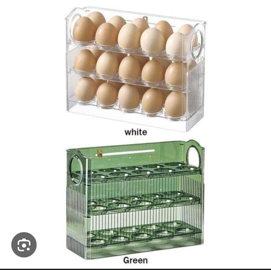 Egg Box Holds Up to 30 Eggs, Plastic Egg Box, Portable Egg Storage Box, Egg Box for Refrigerated Kitchen