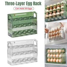 Egg Box Holds Up to 30 Eggs, Plastic Egg Box, Portable Egg Storage Box, Egg Box for Refrigerated Kitchen