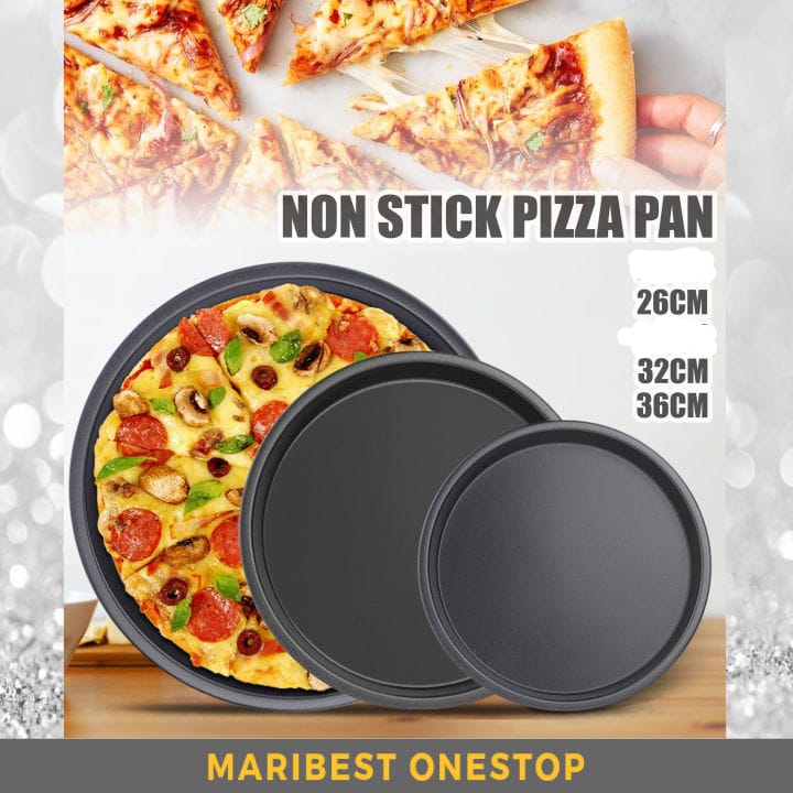 Pizza Pan Set of 3: made of heavy duty carbon steel with non-stick coating, perfect baking experience, easy to clean and non-stick