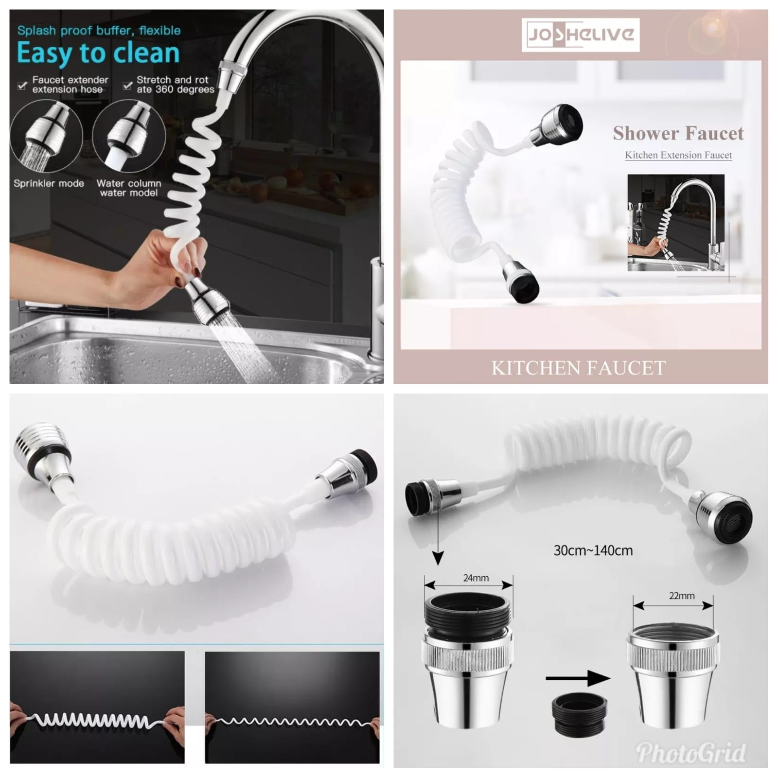 Flexible Water Saving Kitchen Retractable Spring Hose Faucet 360-Degree Adjustable Nozzle Spout Water Saving Kitchen Tap Faucet Bubbler Extender