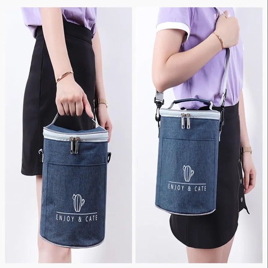 Insulated Round Lunch Bag, 9L Lunch Bag, Insulated Lunch Box, Portable Cooler for Meals, Work Bags, Insulated Soft Cooler, Lunch Box for School, Office, Picnic, Work
