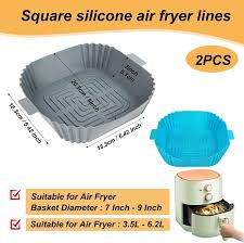 Silicone Air fryer Basket Square liners 9 inch Large Reusable Air Fryer Silicone Pot Food-grade Non-stick Air Fryer Baking Tray for Oven Accessories