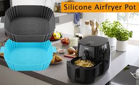 Silicone Air fryer Basket Square liners 9 inch Large Reusable Air Fryer Silicone Pot Food-grade Non-stick Air Fryer Baking Tray for Oven Accessories