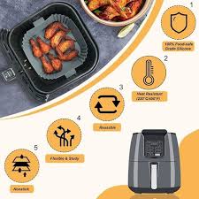 2-Pack Silicone Air fryer Basket Square liners 9 inch Large Reusable Air Fryer Silicone Pot Food-grade Non-stick Air Fryer Baking Tray for Oven Accessories