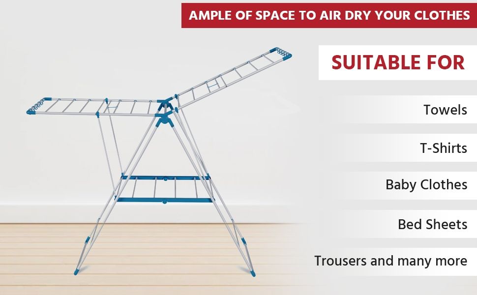 ✔️Built For Ease✔️PORTABLE FOLDABLE CLOTHES DRYING HANGING RACK.Made of high quality Iron Tube structure of science,
Never Rust like many other products in the market
Uses multiple tubes
Thicker Stain