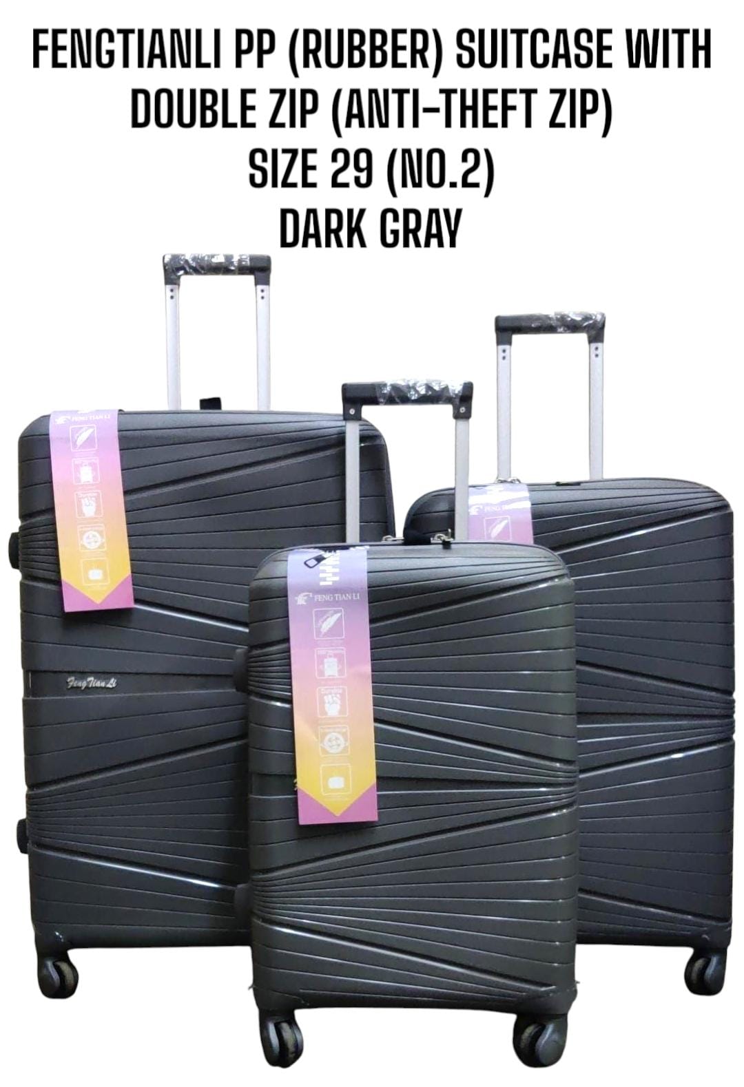 FENGTIANLI 3 IN 1 Executive Travelling Suitcases.Hard-shell exterior is designed to be waterproof for all your rainy travels. Hardshell construction is designed to absorb impact.

Retractable handle s