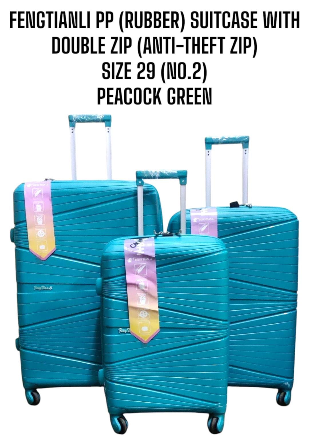 FENGTIANLI 3 IN 1 Executive Travelling Suitcases.Hard-shell exterior is designed to be waterproof for all your rainy travels. Hardshell construction is designed to absorb impact.

Retractable handle s
