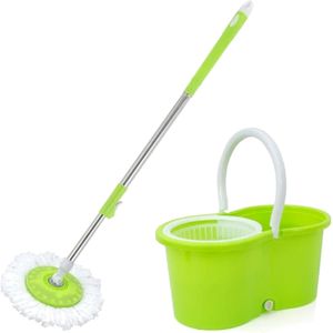 🤑PROMOTION Price 🤑Spin Floor Cleaning Mop Set with 2 Microfiber Refills, Easy Wheels, Big Bucket & Wringer for Home, Household Cleaner Accessories