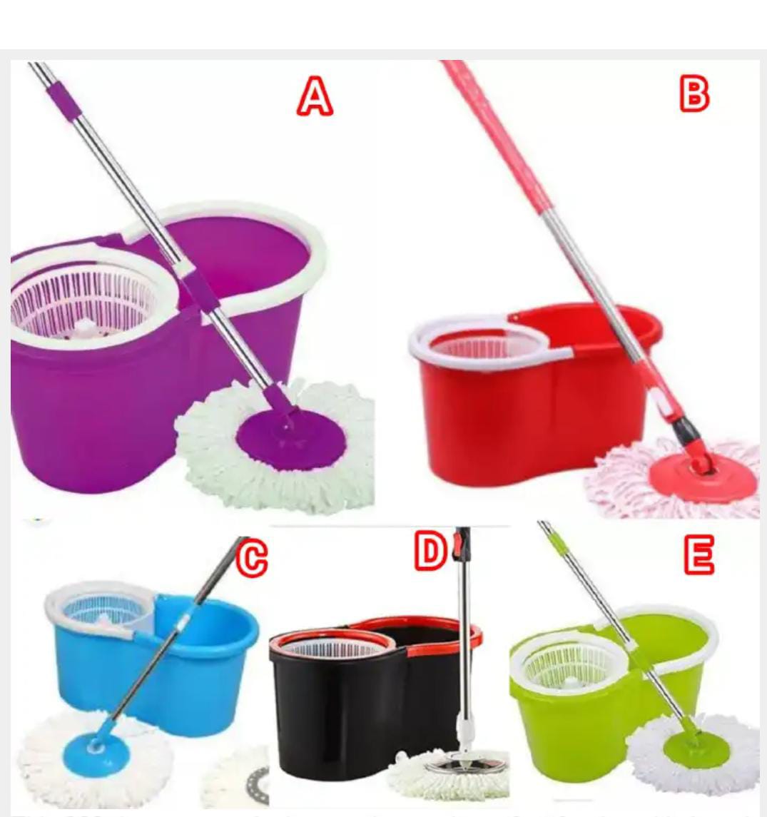 🤑PROMOTION Price 🤑Spin Floor Cleaning Mop Set with 2 Microfiber Refills, Easy Wheels, Big Bucket & Wringer for Home, Household Cleaner Accessories