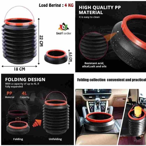 4L Collapsible Car Dustbin Pop Up Trash Can Foldable Waste Bin Garbage Storage Rubbish Organizer.: Car garbage trash bucket box is made using high-quality PP recycled plastic, environmental protection