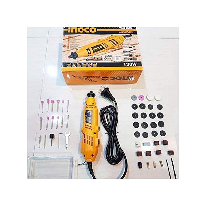 Ingco Mini Die Grinder Rotary 130W Tool Kit With 52pcs Accessories