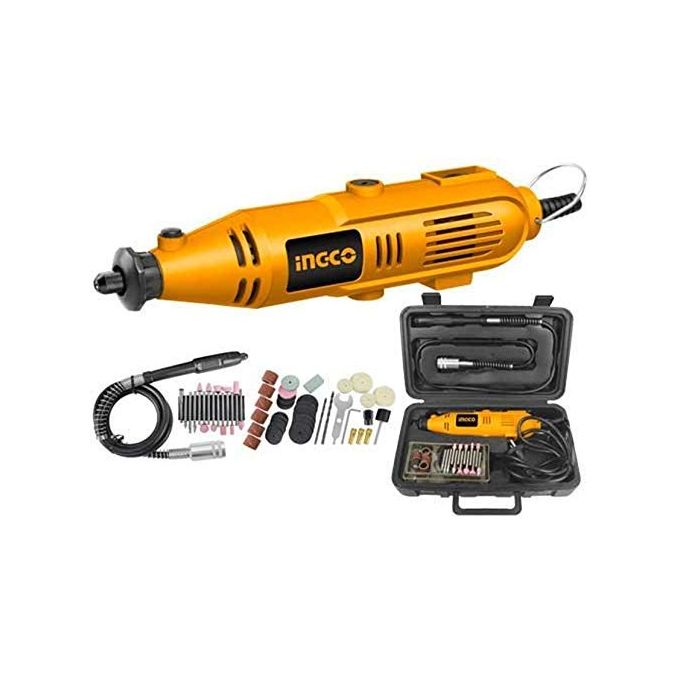 Ingco Mini Die Grinder Rotary 130W Tool Kit With 52pcs Accessories