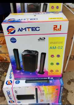 Amtec AM-02 2.1 20000W HI-FI MULTIMEDIA SPEAKER SYSTEM;The sub-woofer gives you the best quality sound in a neat, compact unit.