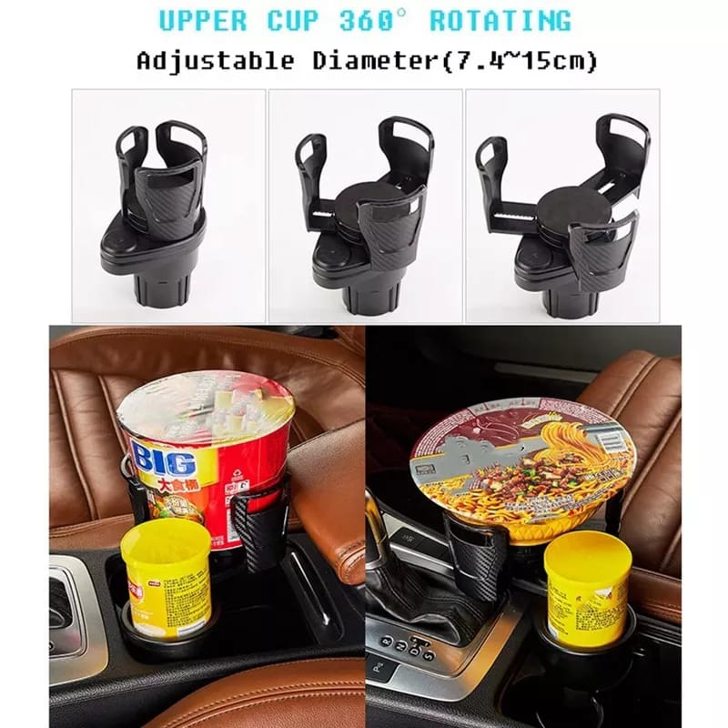 CAR CUP HOLDER. Strong Durable Expandable Dual Slot Car Cup Holder, Helps Organize Car Interiors by Providing Extra Storage for Beverages, Snacks Without Taking up Additional Seat Space.