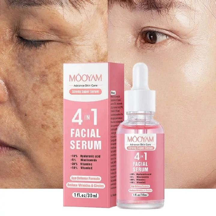 MOOYAM 4 in 1 Vitamin C Facial Serums with Hyaluronic Acid, Vitamin E, Niacinamide, Brightening Vitamin C Face Serum for Dull Dry Skin, Anti Aging Facial Serum for Dark Spots, Fine Lines & Wrinkles